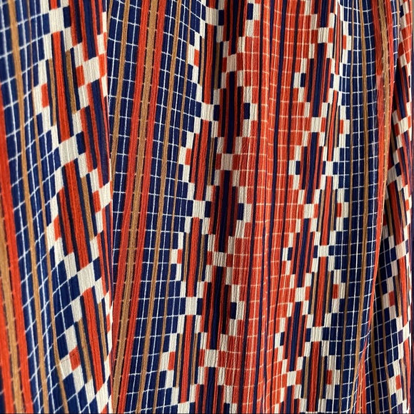 Judith March Geometric Aztec Abstract Print One Shoulder Flare Sleeve Top - Picture 7 of 9